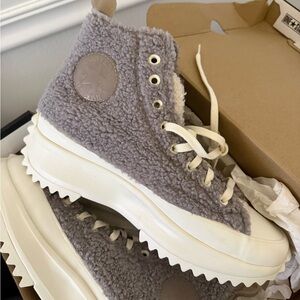 Converse Gray Fuzzy High-Top Sneakers BNIB